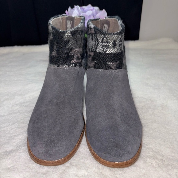 Toms Leila Suede Aztec Ankle Boot, Dark Gray - Picture 2 of 8